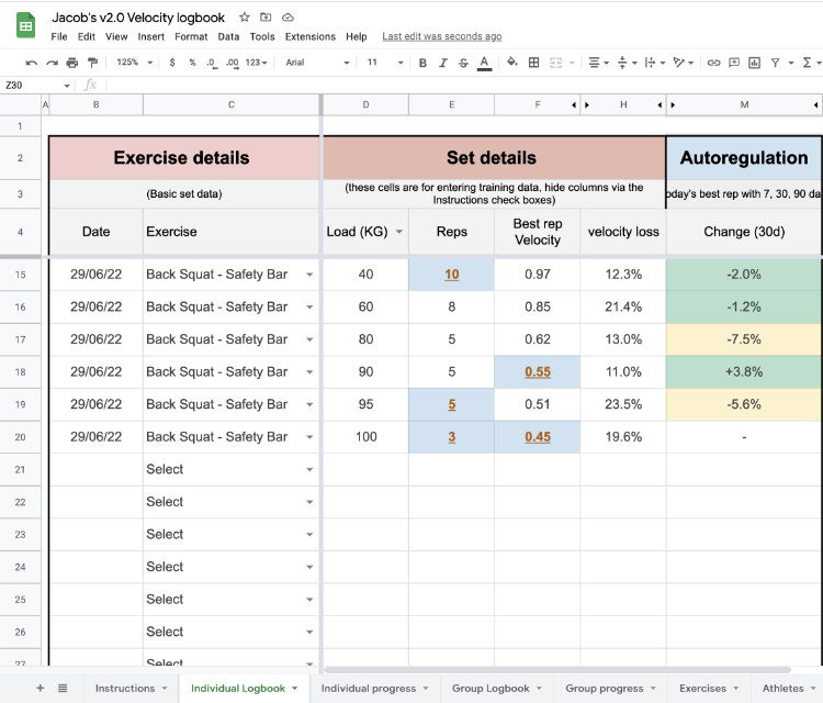 Using velocity based training to track porgress