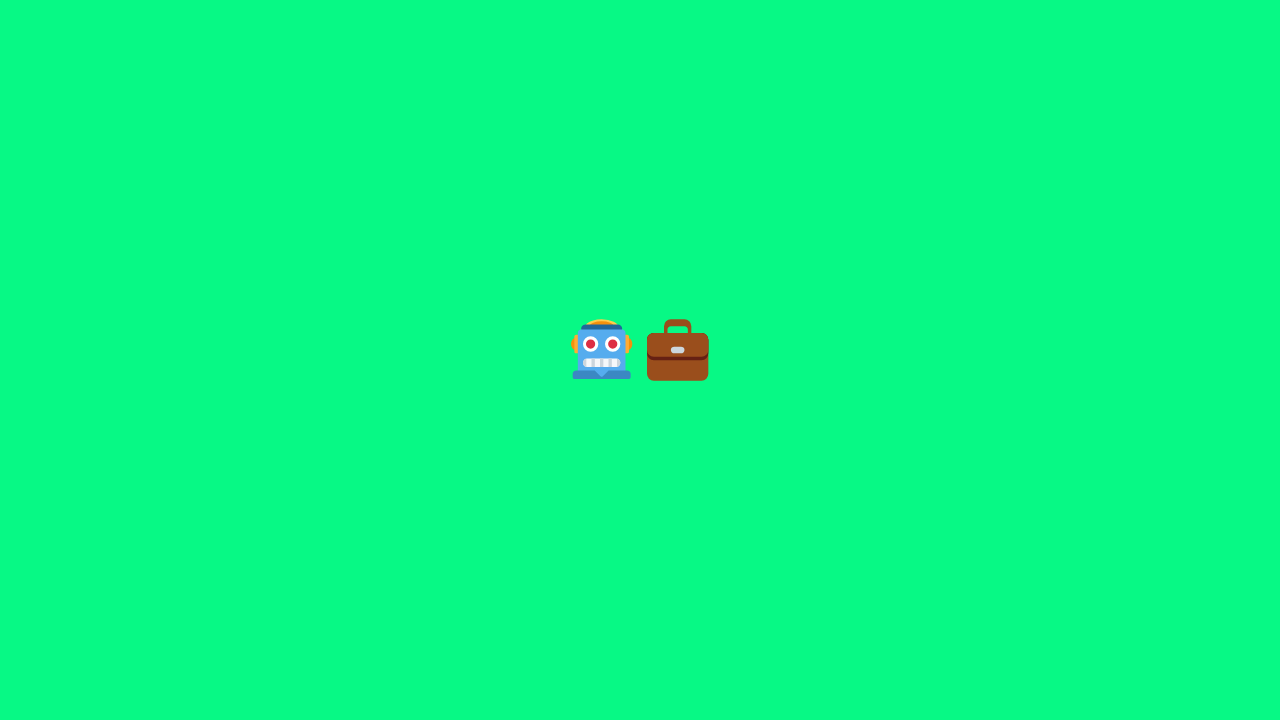 A robot and briefcase emoji on a green background