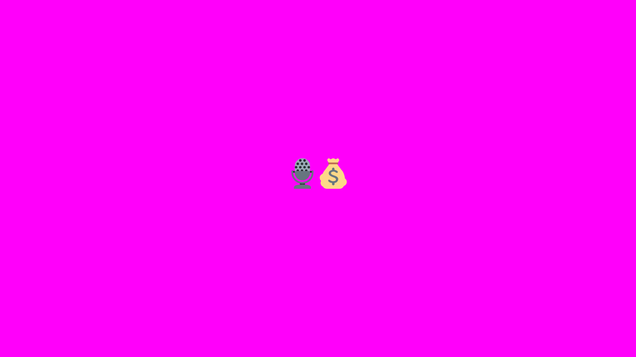 An emoji microphone and money bag on a pink background