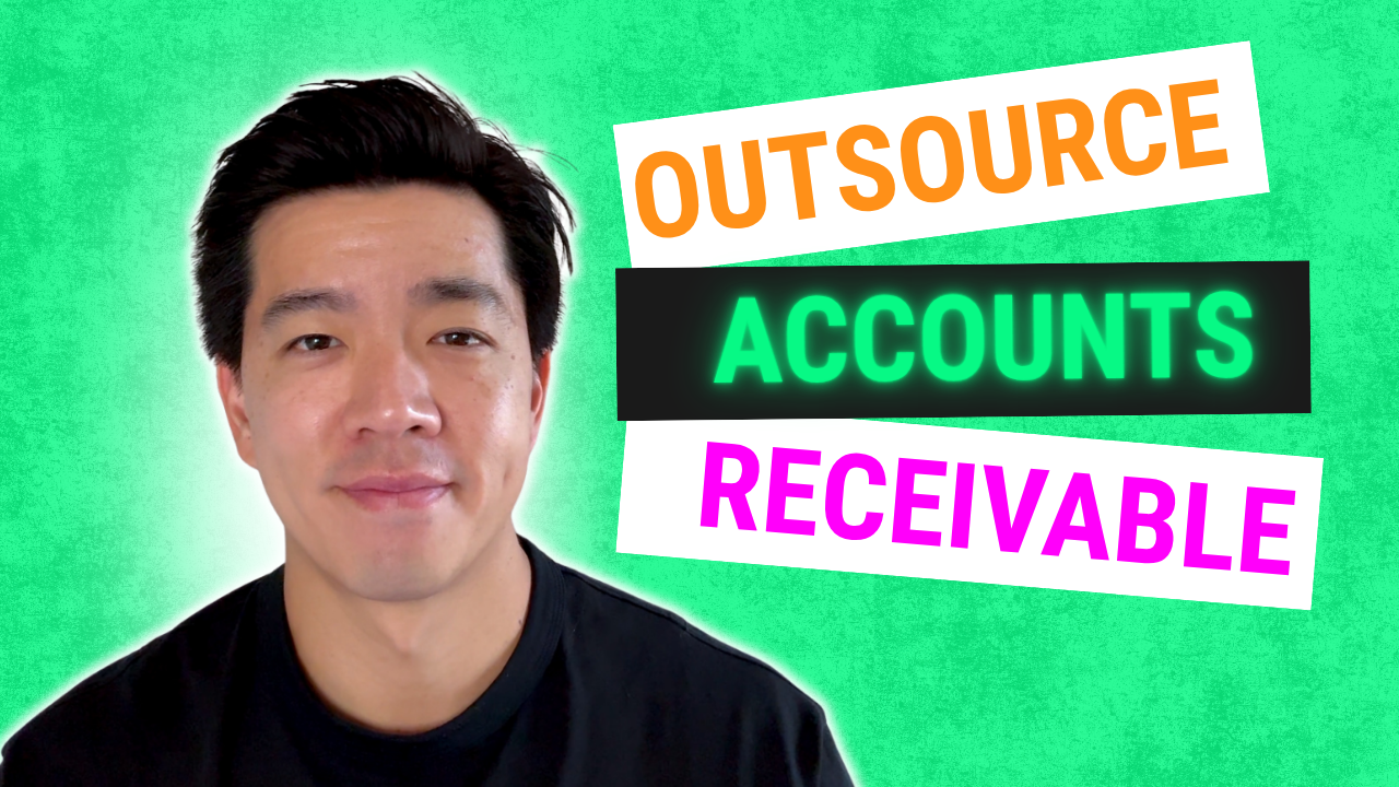Mike Wu on a green background with the words Outsource Accounts Receivable on the right.