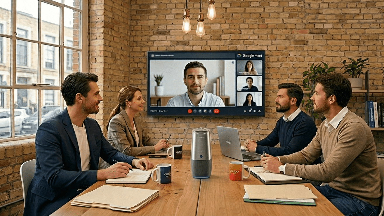 Affordable Google Meet hardware solutions for small businesses include upgrading camera, audio, and speaker setup or using an all-in-one system like PANA.