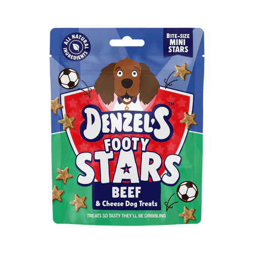 Denzel's Footy Stars Beef & Cheese Dog Treats 90g | Training Treats