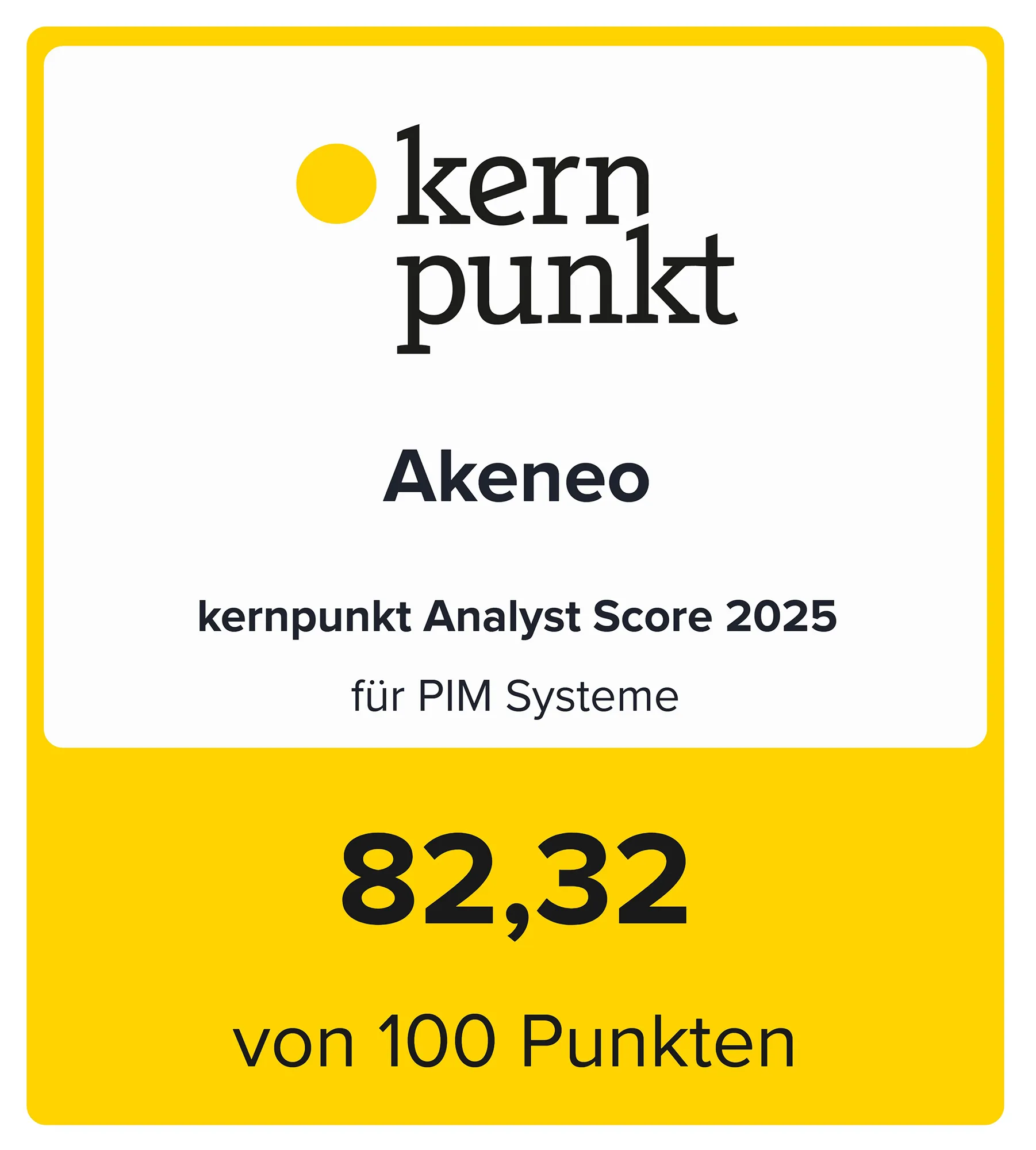 Der kernpunkt Analyst Score für Akeneo