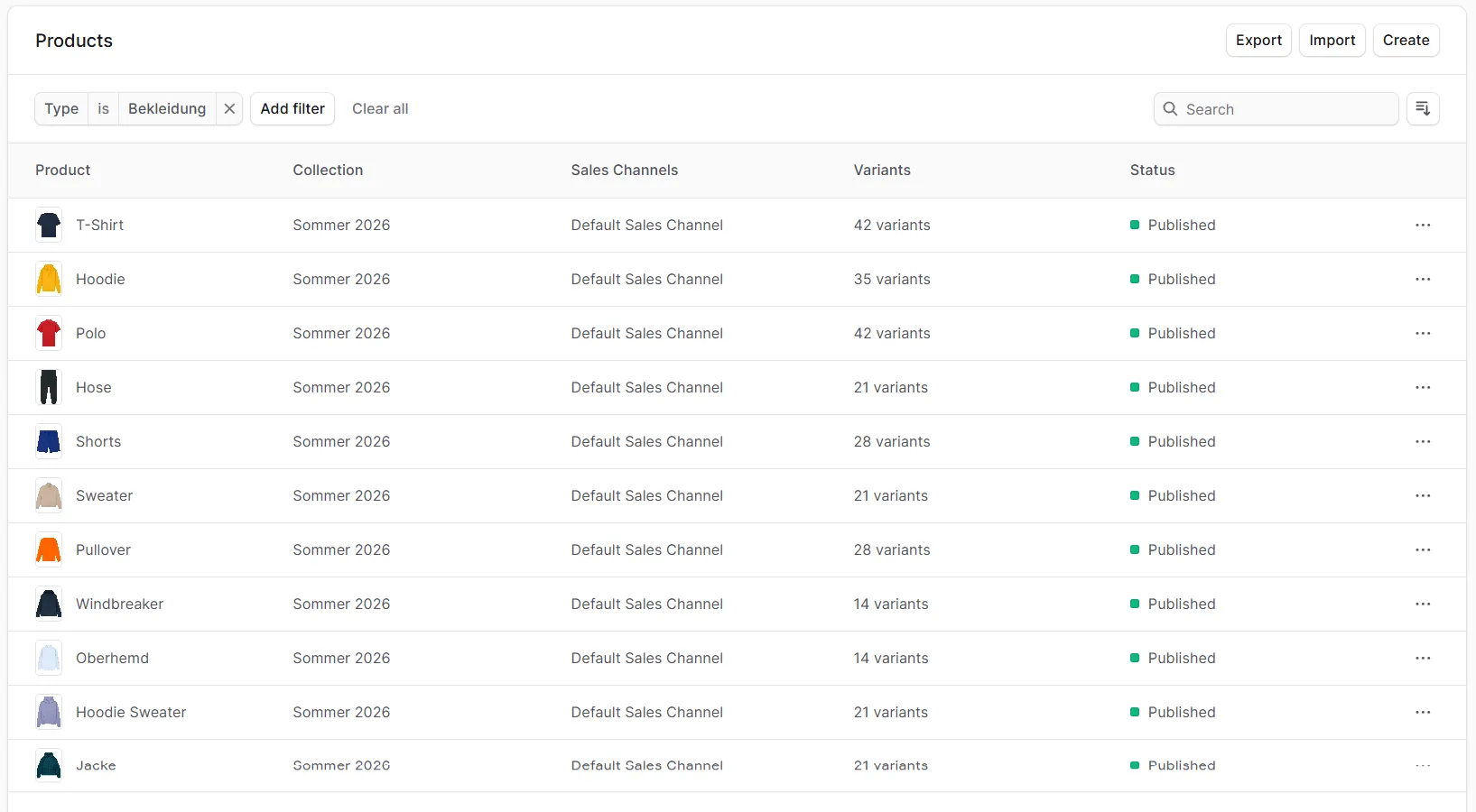 Demo-Shop auf Basis von Medusa.js