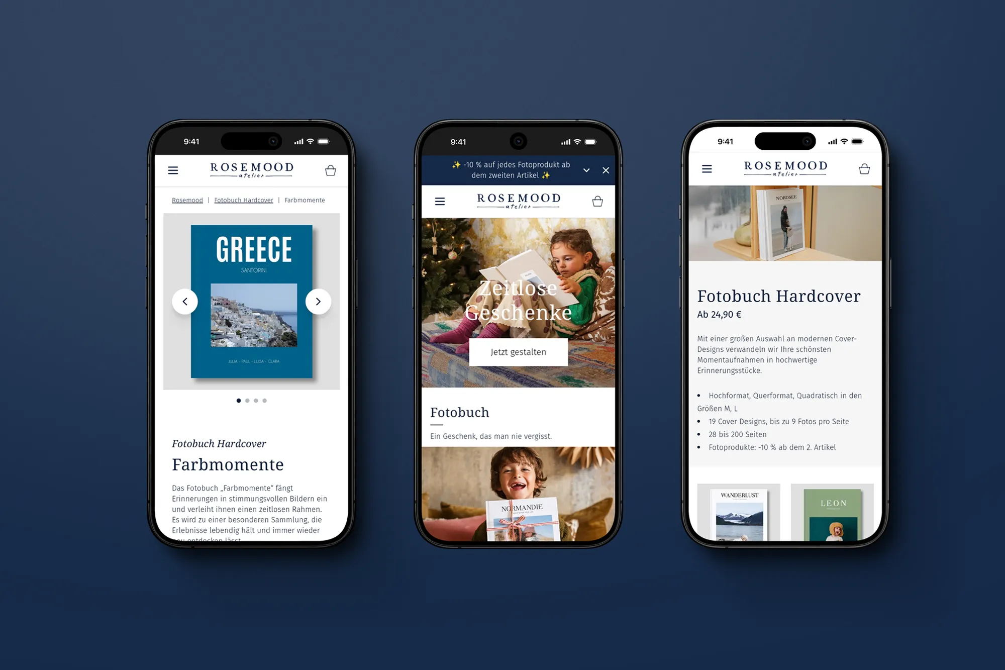 Mobile optimierte Ansicht vom Rosemood Shop von celebrate Company.