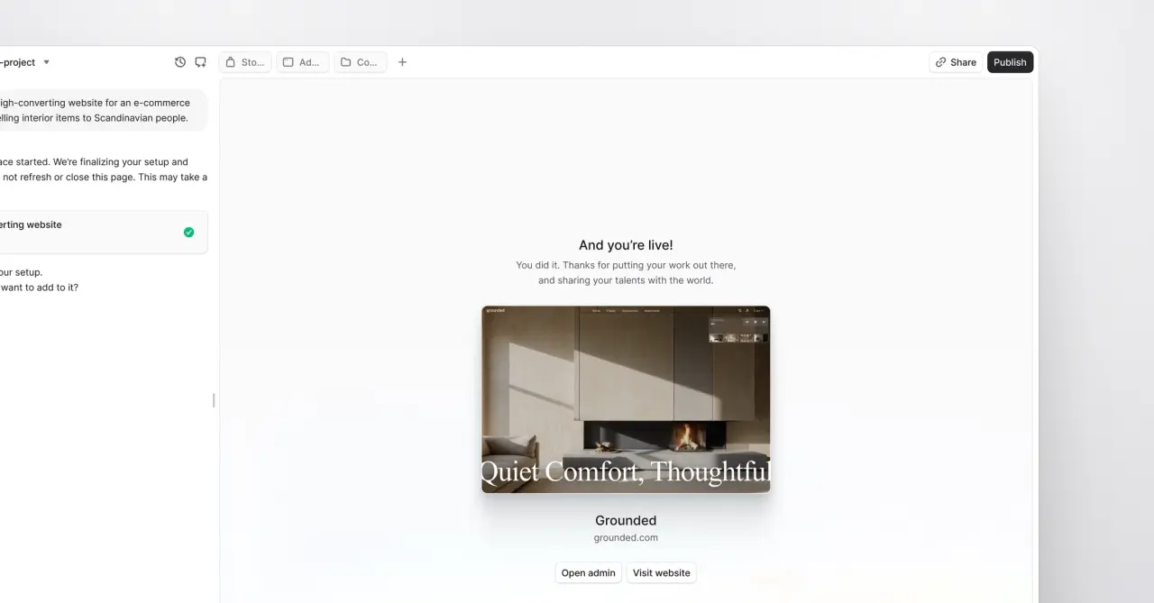 Mit dem Publish-Button lassen sich kleine Änderungen bei Bloom direkt live schalten.