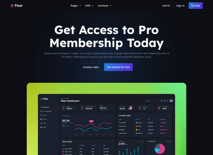 Thor Website SaaS HTML Template