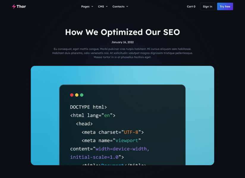 Thor Website SaaS HTML Template