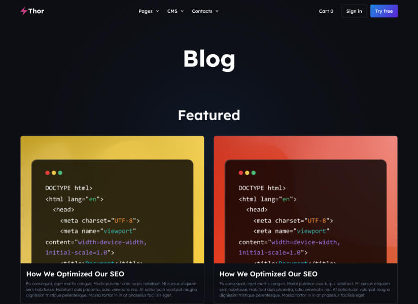 Thor Website SaaS HTML Template
