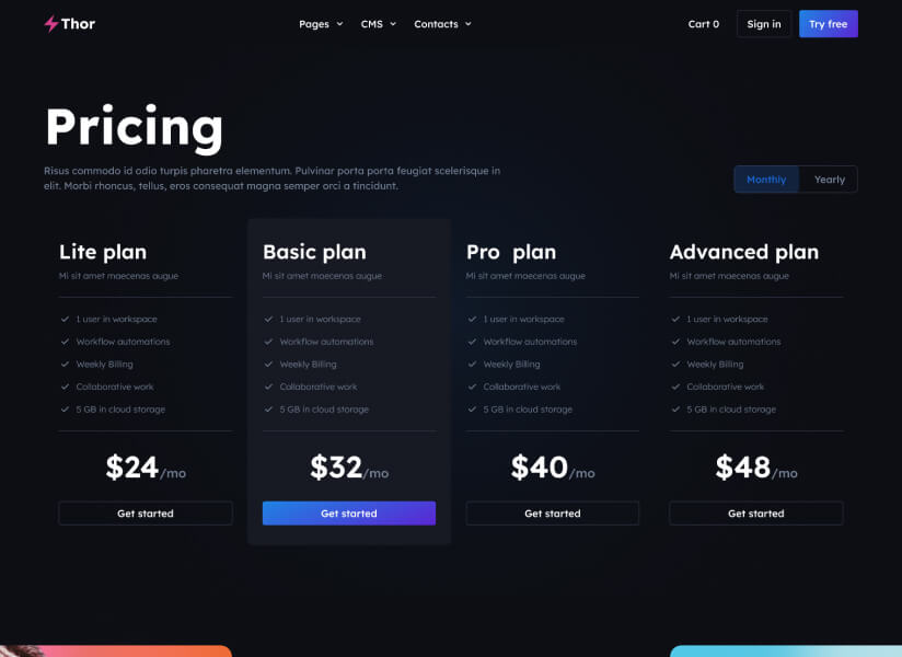Thor Website SaaS HTML Template