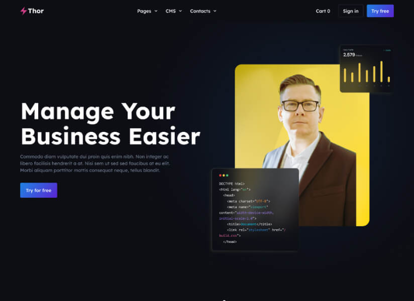 Thor Website SaaS HTML Template