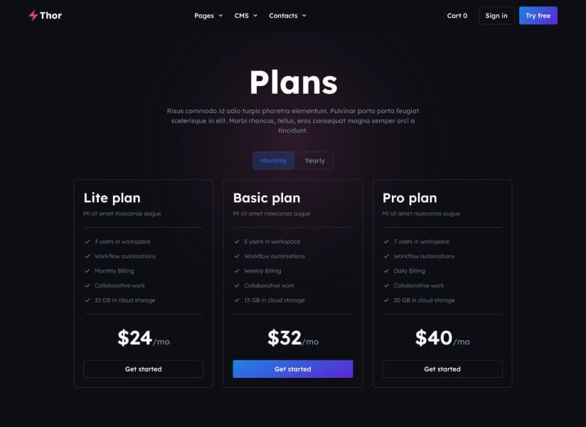 Thor Website SaaS HTML Template