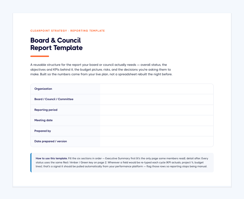 Board & Council Report Template - cover page