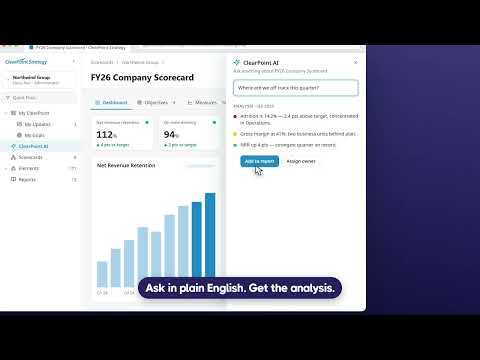 ClearPoint AI product video: ask in plain English, get the analysis
