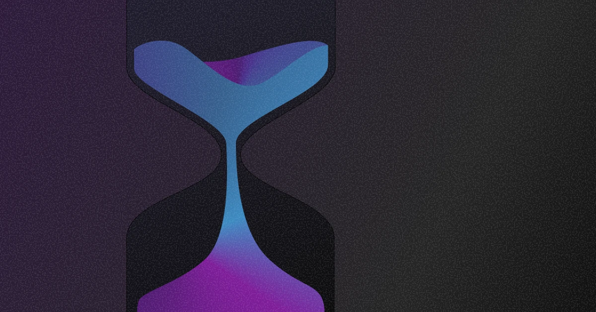 Abstract gradient hourglass illustration symbolizing time tracking and performance for SLA adherence.