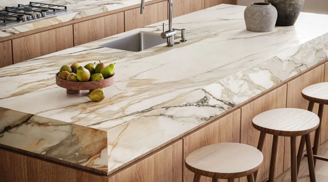 Antikella slab installed in kitchen.