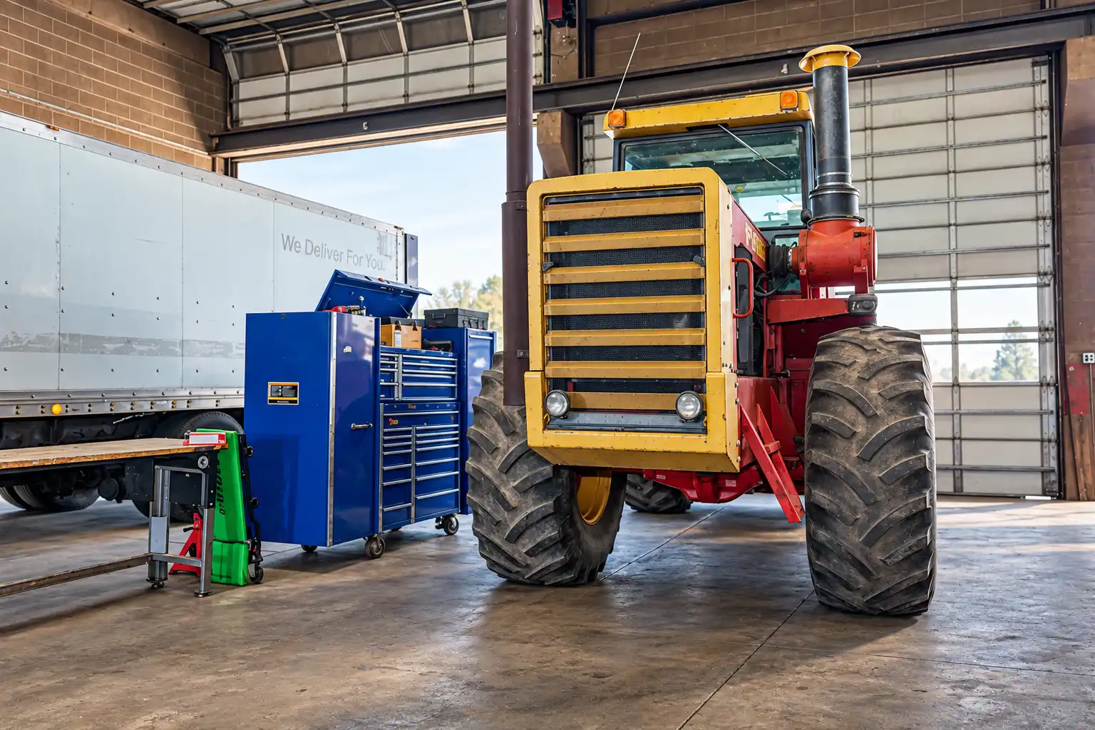 Mechanic performing heavy equipment repair services at Patriot Diesel and Automotive