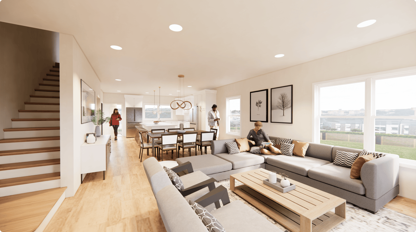 3d render showing the interior of a modern apartment