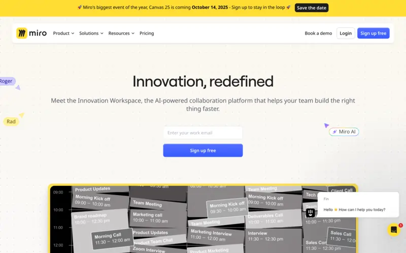 screenshot Miro home page
