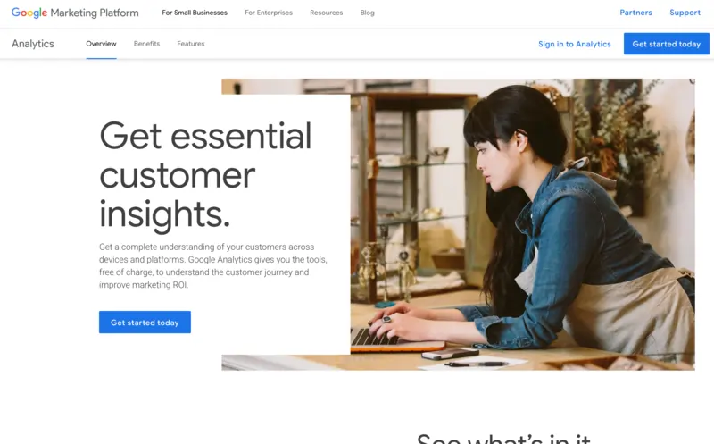 Google Analytics homepage