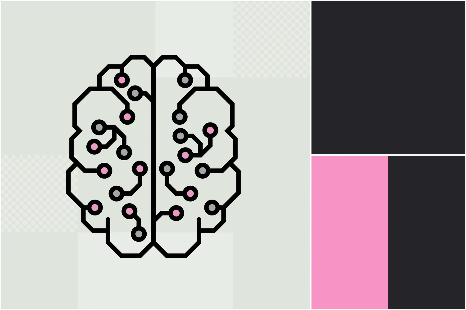 An illustration of a pie chart with black and white shapes