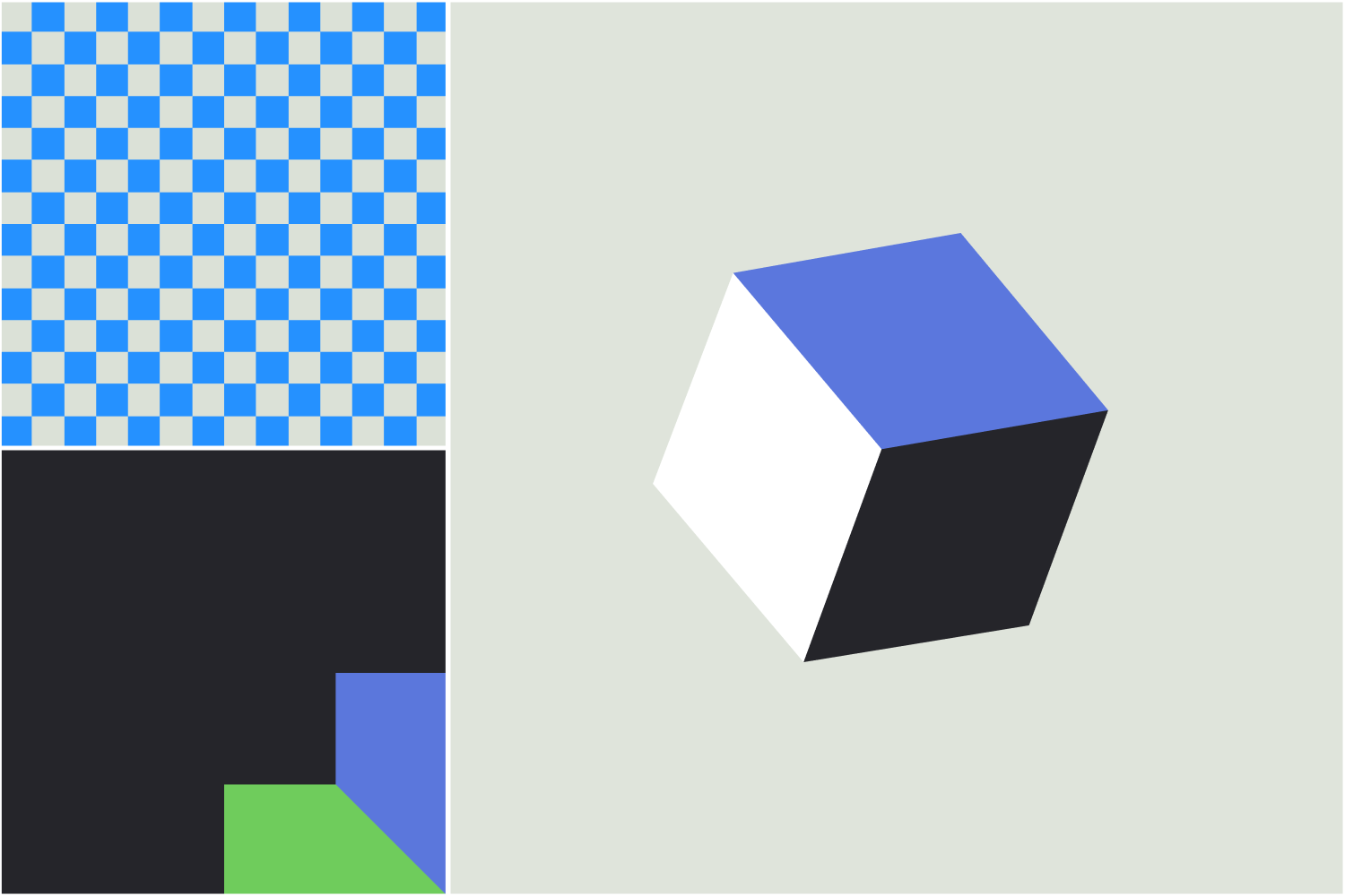Illustration of a 3D box with pattern behind it