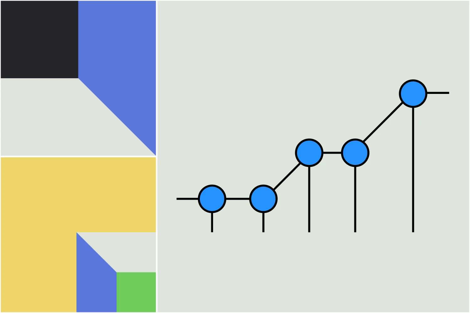 Colourful illustration of a graphic going upward