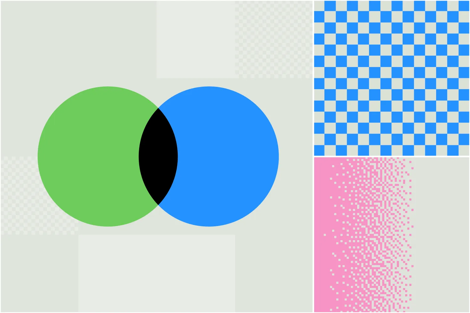 Isang makulay na ven diagram sa ibabaw ng isang patterned na background