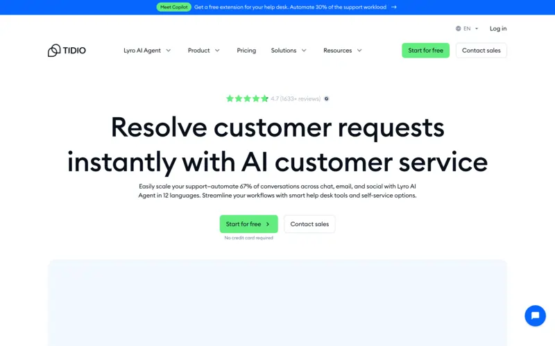 Tidio home page