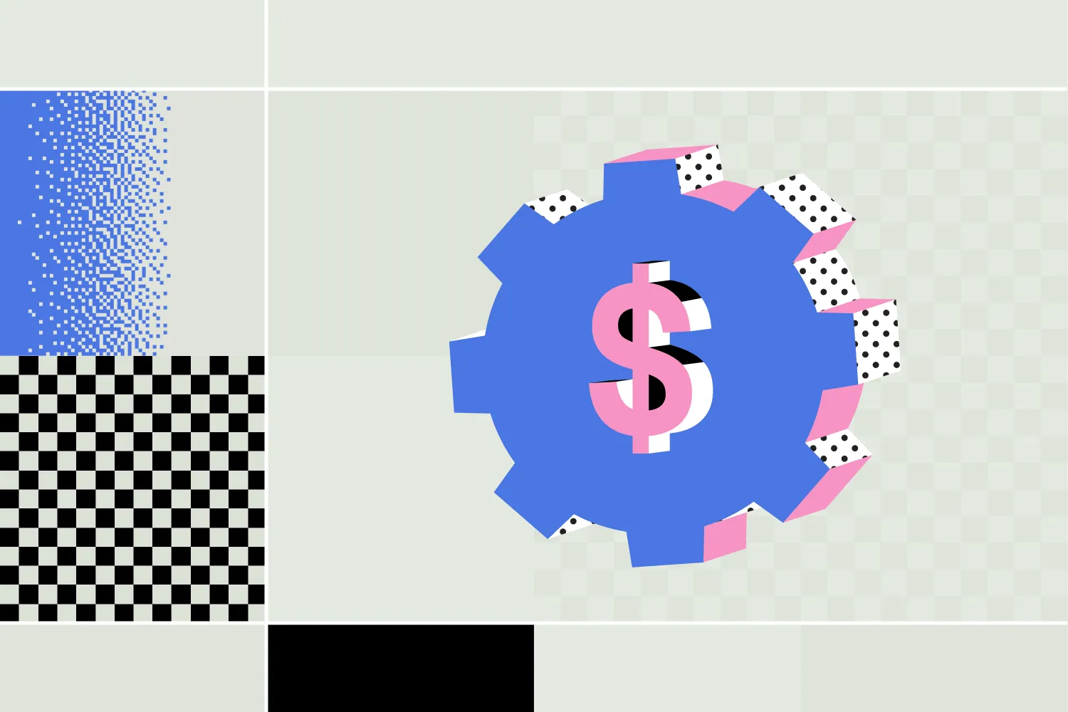 Gear with a dollar symbol in the centre
