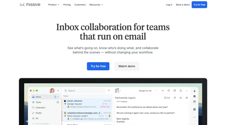 Missive homepage