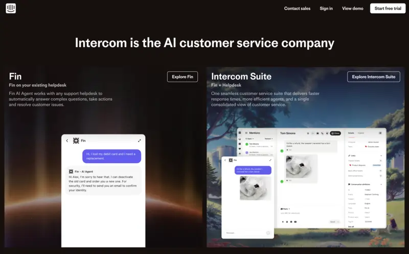 Intercom home page