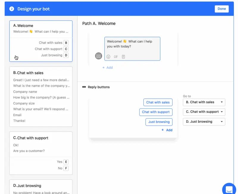 Intercom's visual builder
