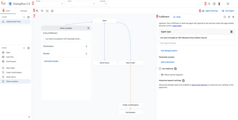 Dialogflow CX interface