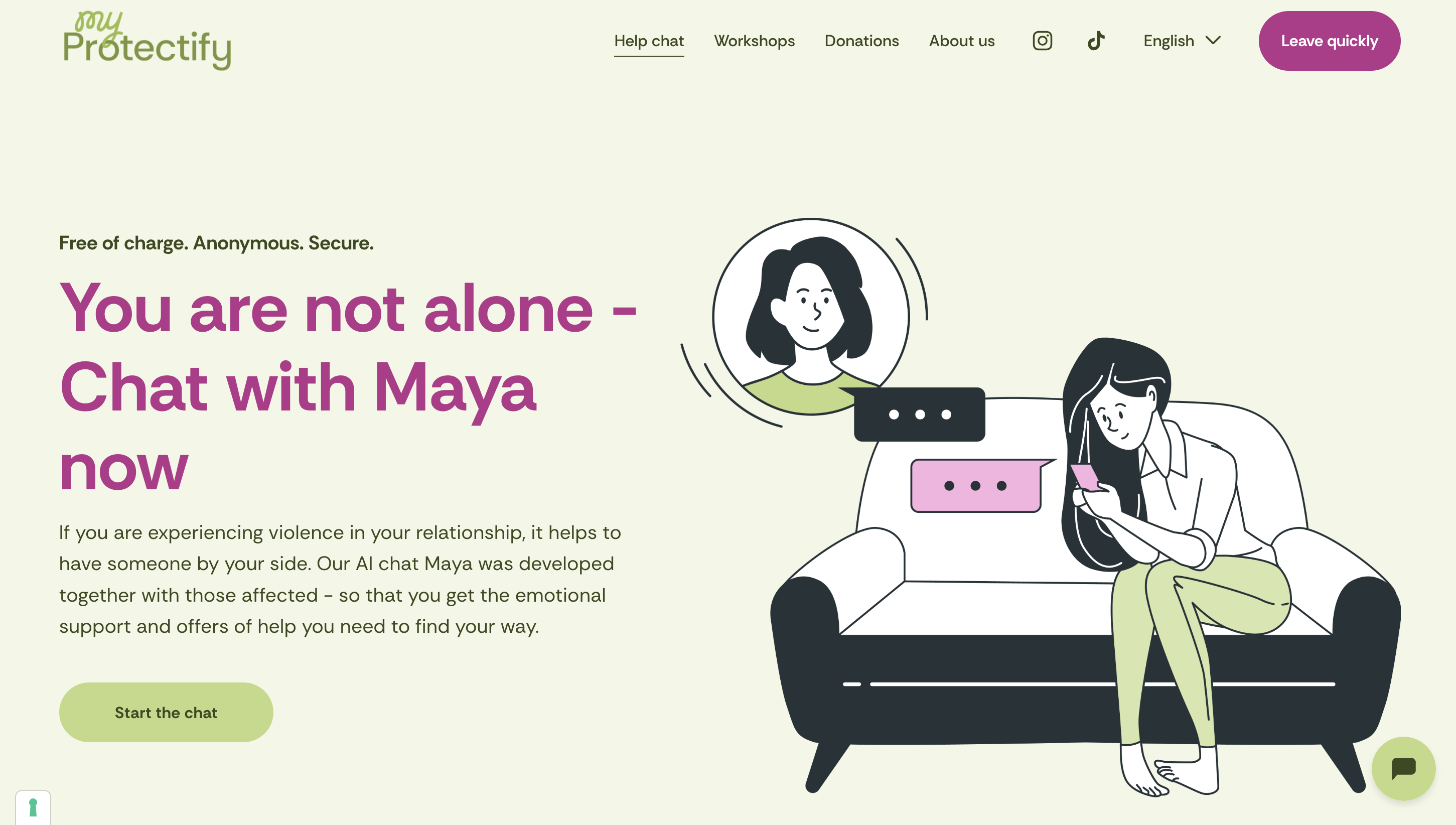 Screenshot of the myProtectify homepage. 