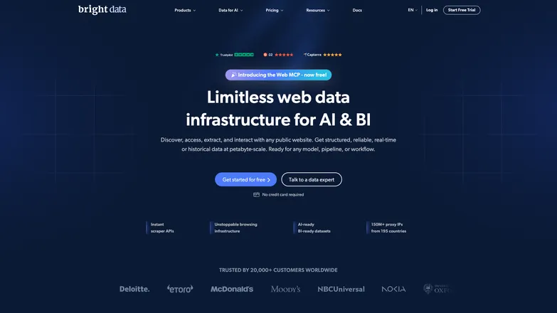 Página inicial da BrightData