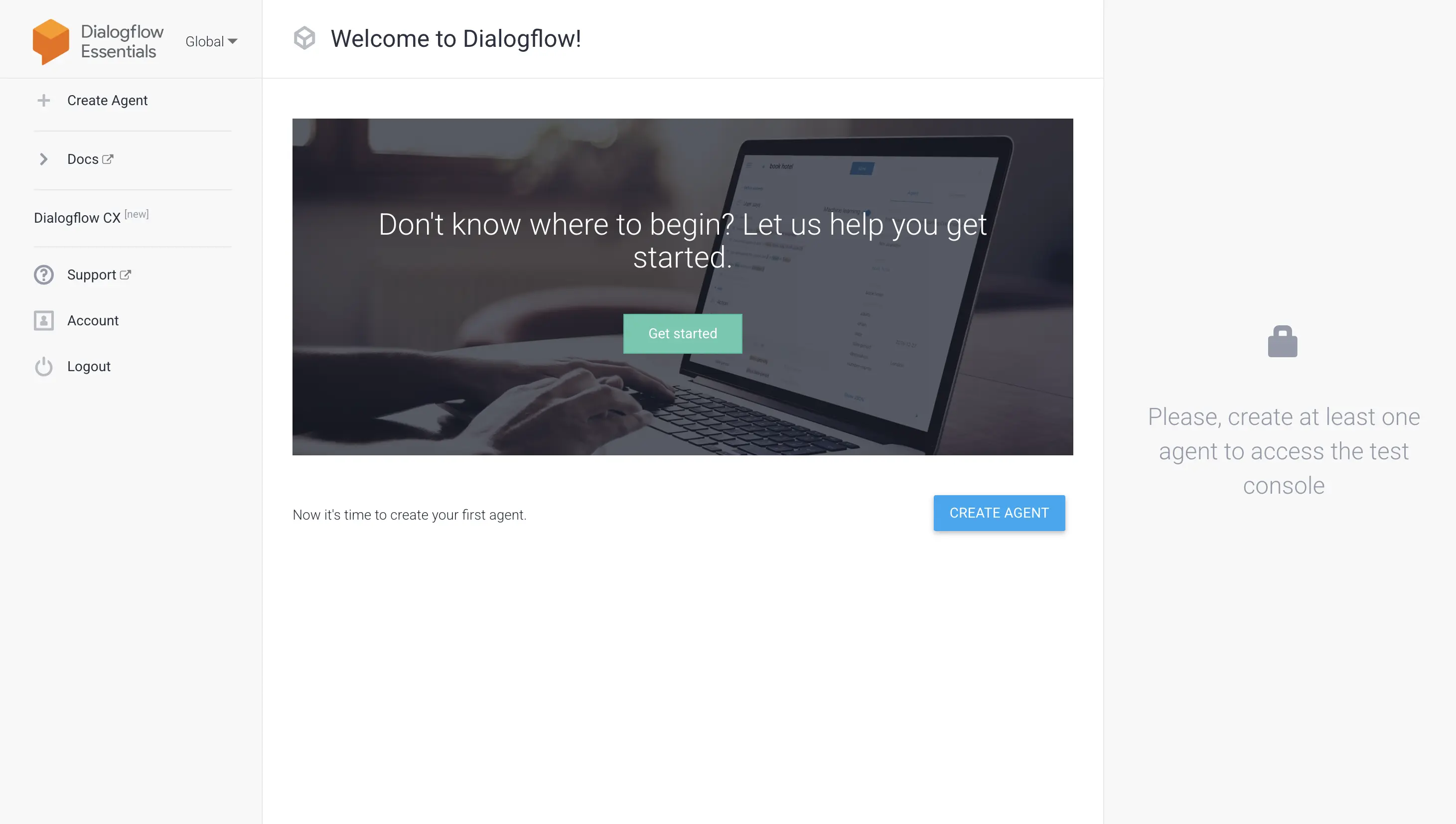 Screenshot der Dialogflow .