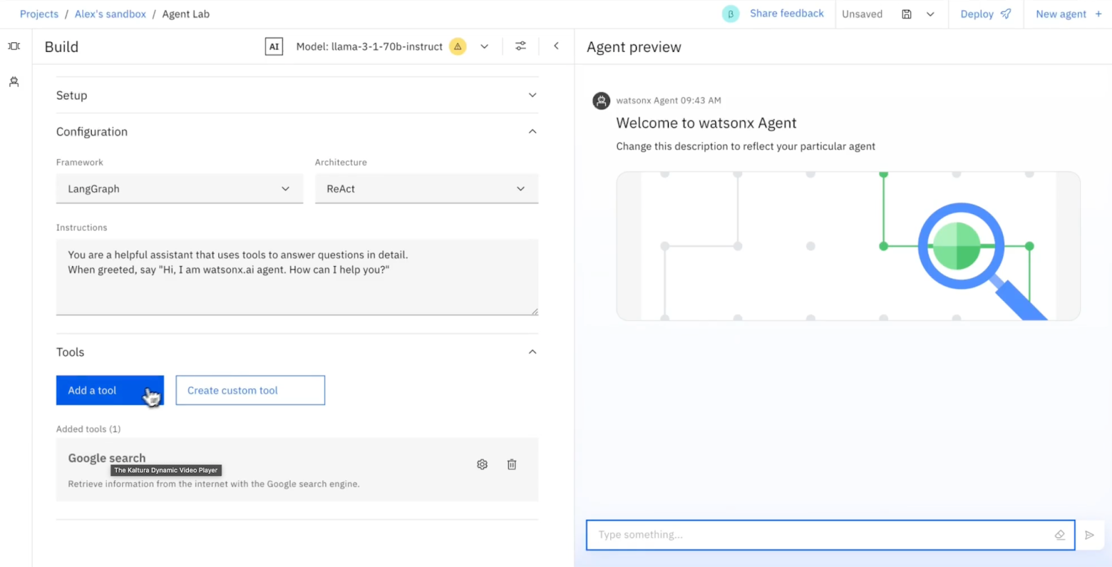 IBM Watsonx.ai AgentLab home page