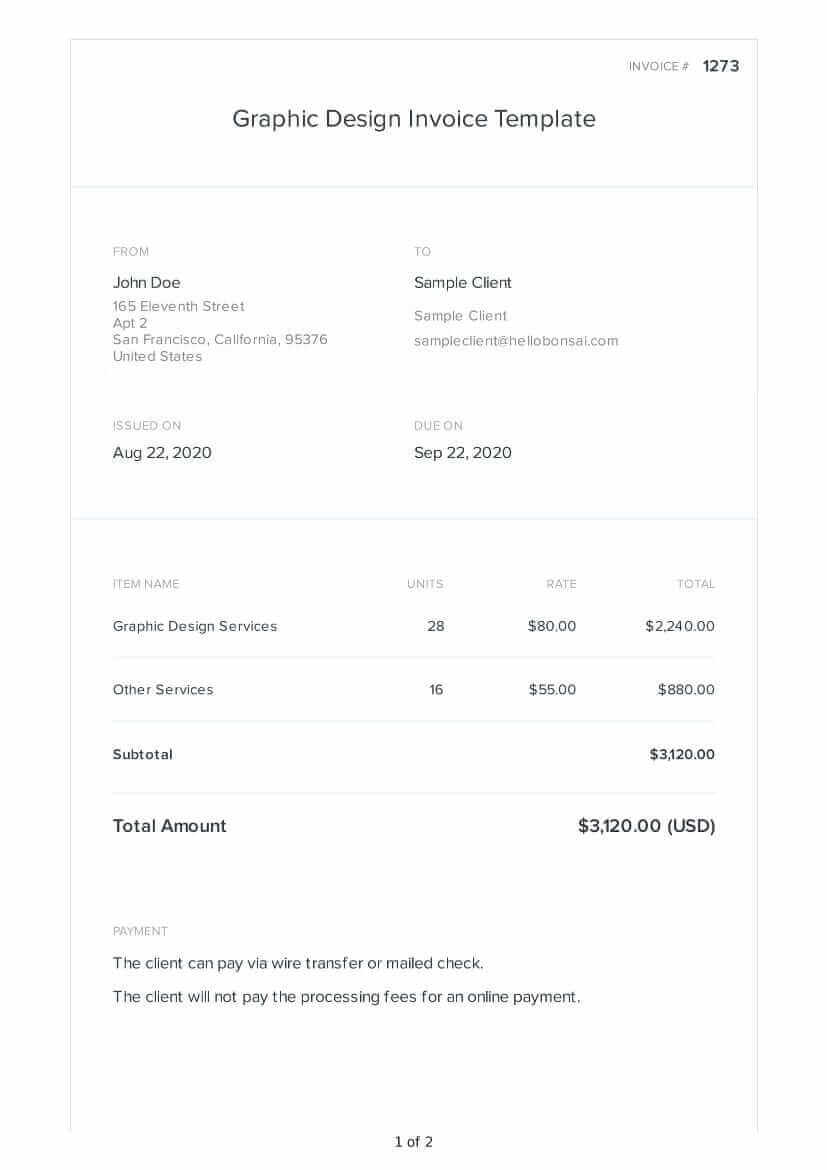 Free Graphic Design Invoice Templates (FREE - 2025 Updated) - Bonsai
