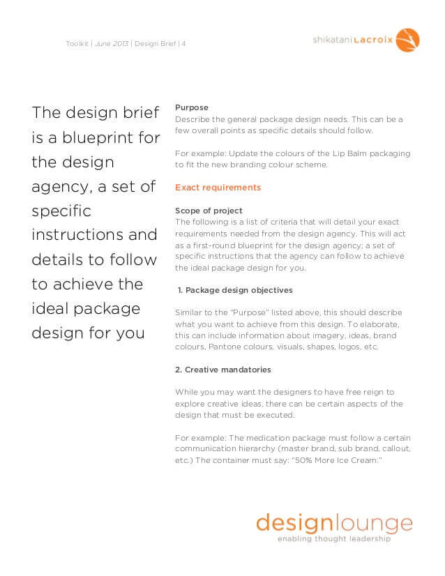 Packaging Design Brief Template Sample