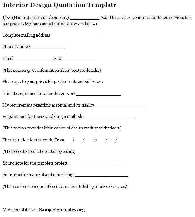 Interior Design Brief Template Sample