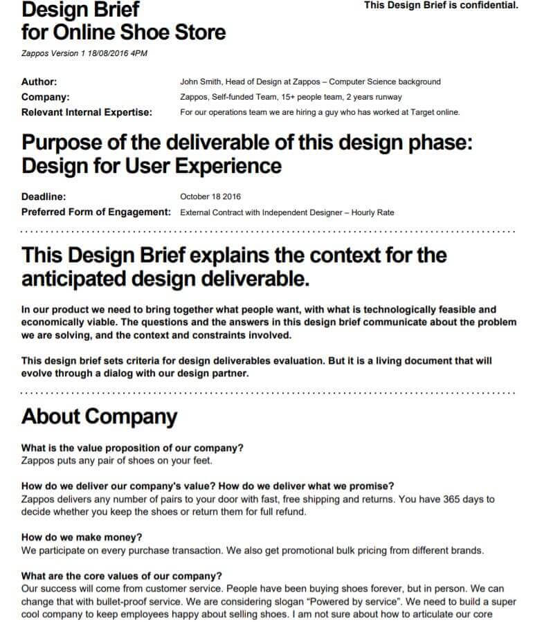 Product Brief Template Sample PDF