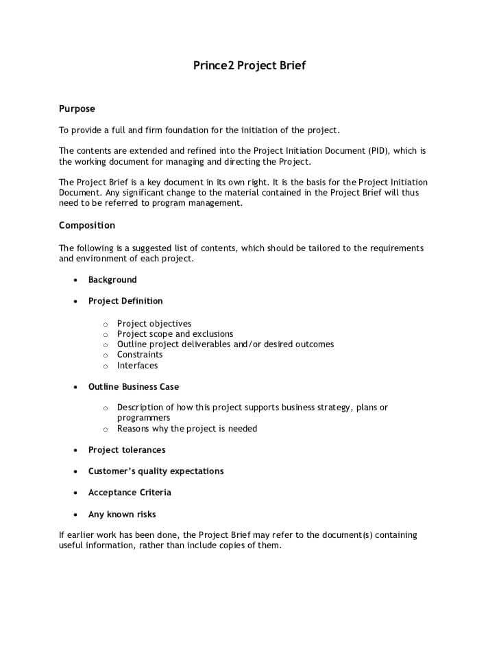Project Brief Template Sample
