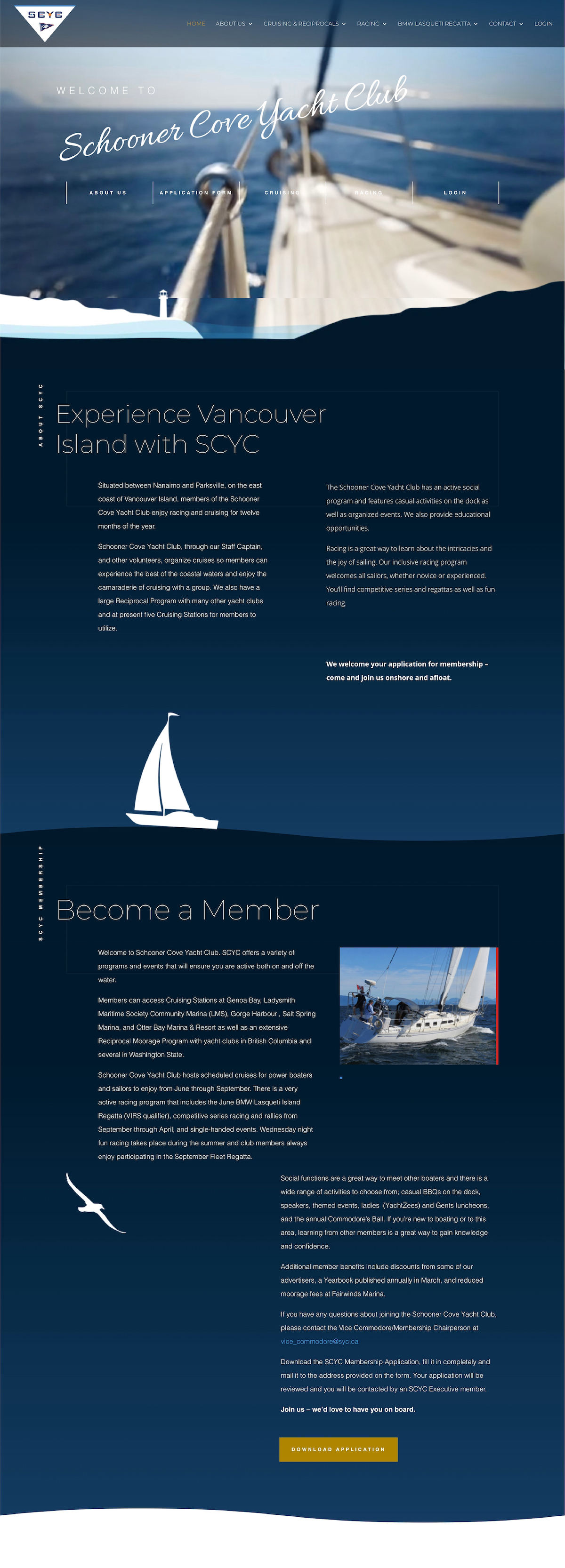 Schooner Cove Yacht Club Website Design
