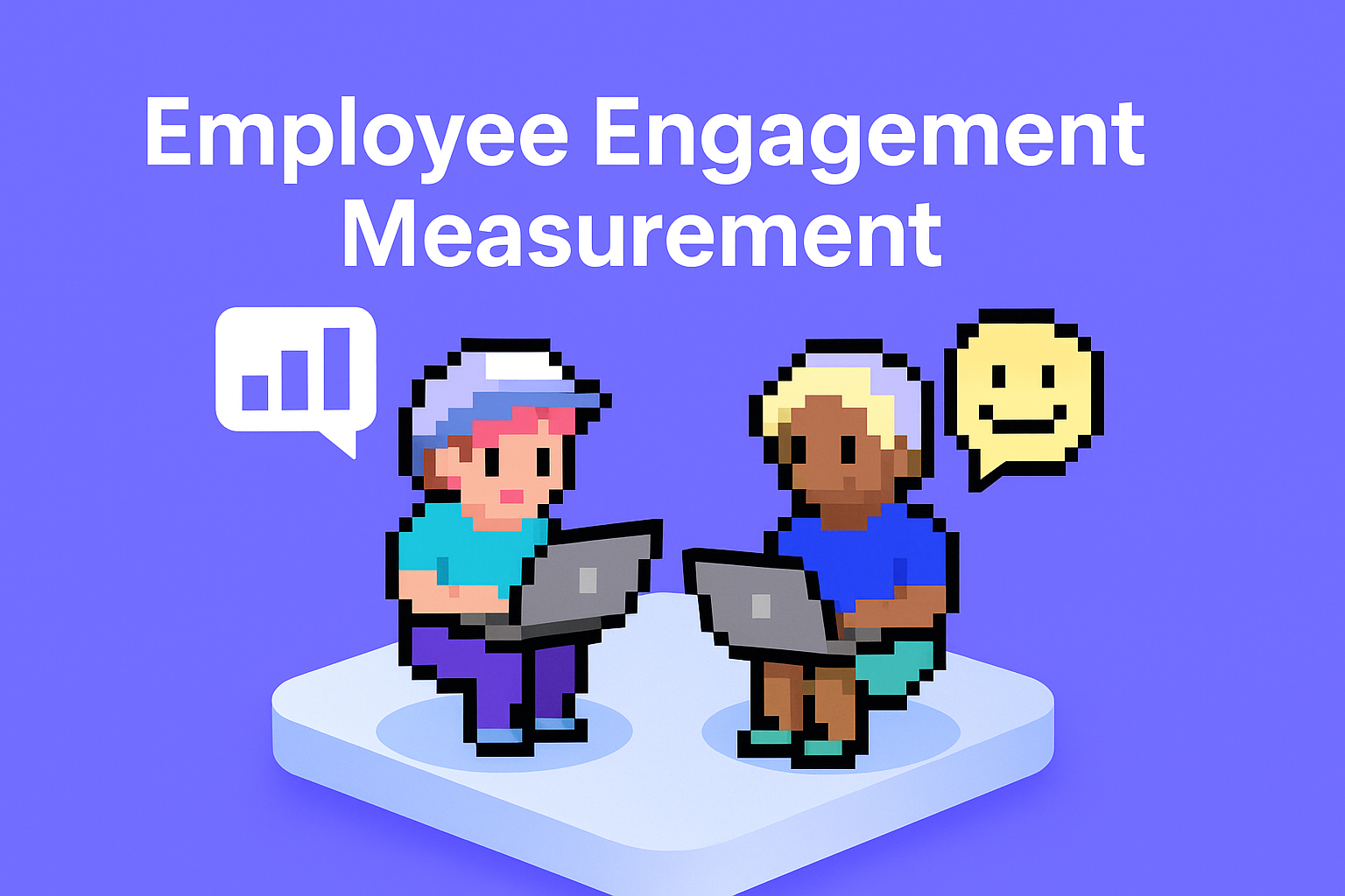 Employee Engagement Measurement - Two AI agents analyzing employee data with graph and satisfaction metrics to measure staff engagement effectively