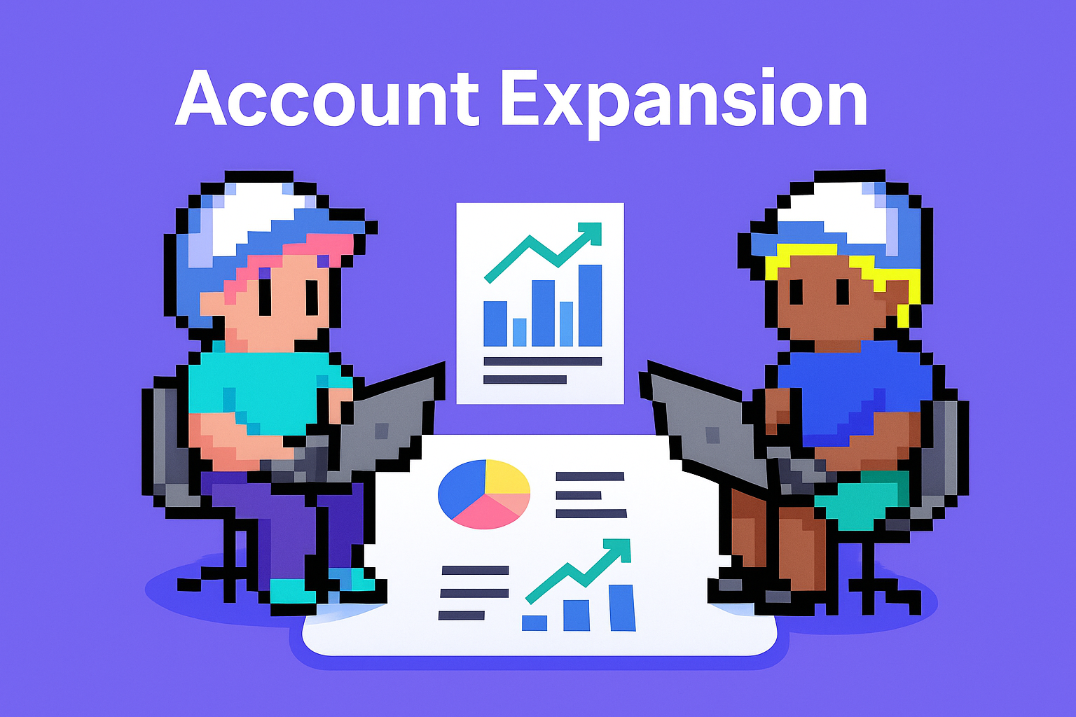 Account Expansion strategic planning meeting with AI agents analyzing customer data and growth opportunities for key account managers
