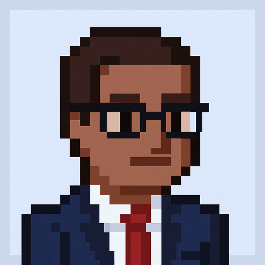 Professional AI agent avatar for account health check meetings - key account manager specialist with glasses in business attire for customer success management