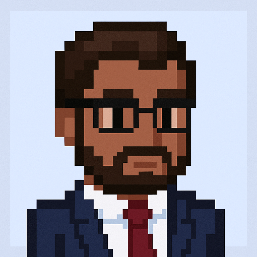 Account health check meeting agent avatar - professional key account manager with beard and glasses for AI-powered client relationship management