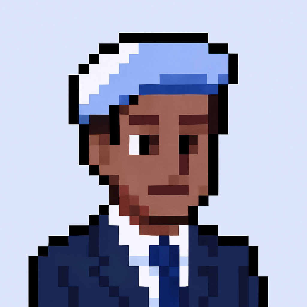 Professional AI agent avatar for account health check meetings - key account manager assistant in blue business suit