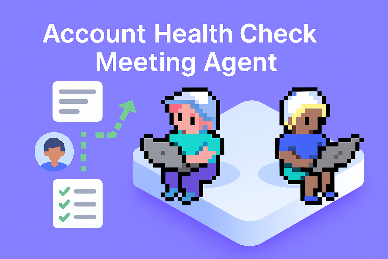 Account Health Check Meeting Agent - AI-powered automation for key account managers with two professionals using laptops for client relationship management